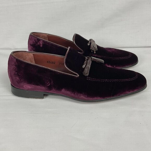 Bergdorf Goodman Burgundy Velvet Tassel Loafers Men’s Sz 7.5 - Picture 5 of 9